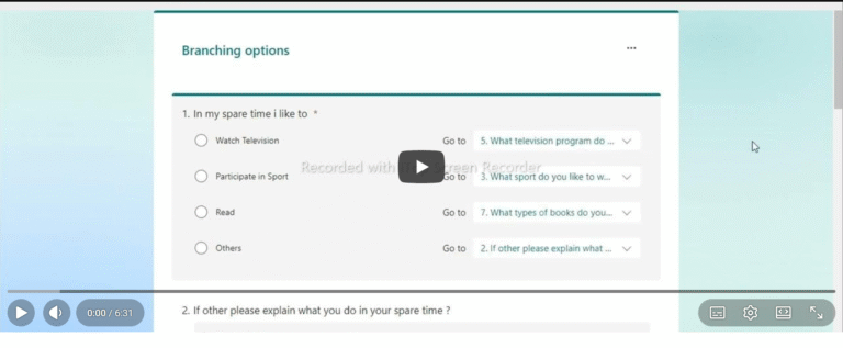 Exploring branching for personalised quizzes