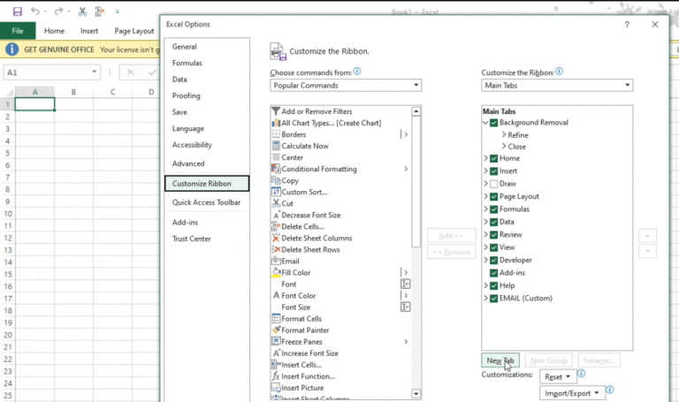 CUSTOMIZING THE RIBBON AND TOOLBARS