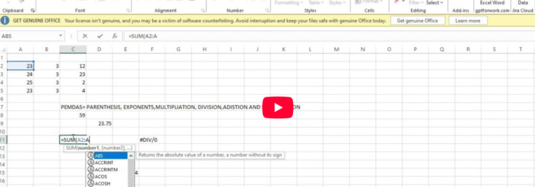 BASIC ARITHMETIC FORMULAS IN EXCEL CONTD